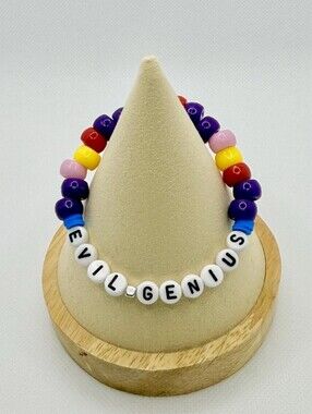 Lilo And Stitch Inspired 'EVIL GENIUS' Beaded Handmade Kandi Clay Bracelet